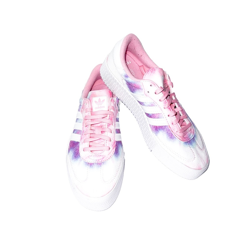 ADIDAS Vibrant Multi Color Tie-Dye Low-Top Sneakers Size 7 Chill Playful Vibes - Picture 6 of 12